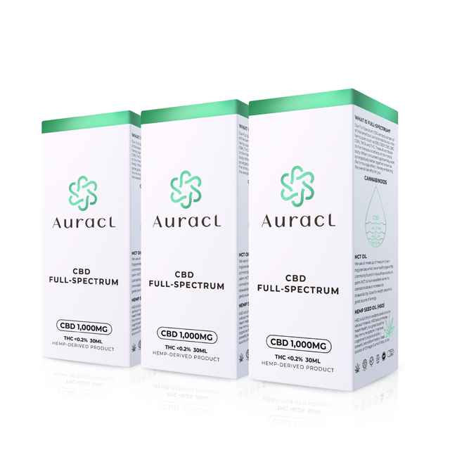 Auracl CBD Oil Full Spectrum 1,000mg [30ml]  ( 3 bottles )