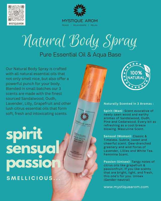Natural Essential Oil Body Spray - Aqua Base