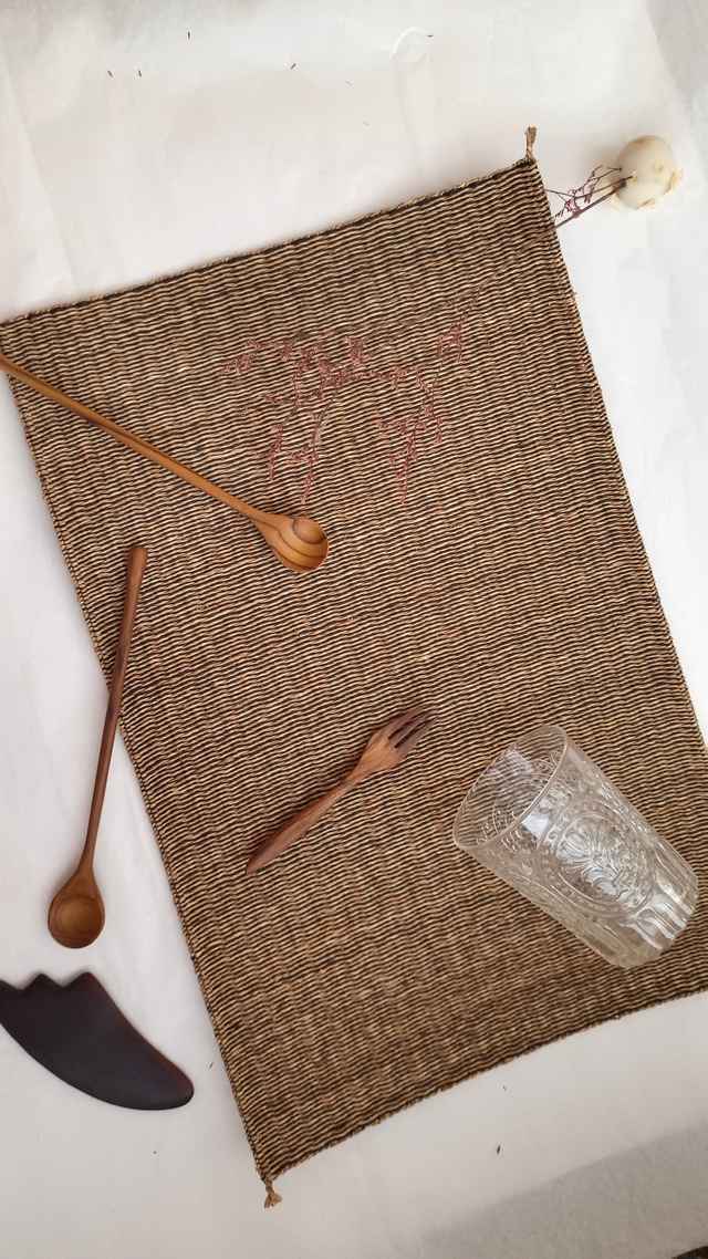 eco-friendly handwoven black jute placemat thailand
