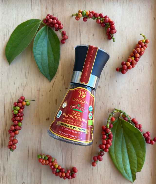Organic Trang Red Peppercorn 50g Ceramic Grinder