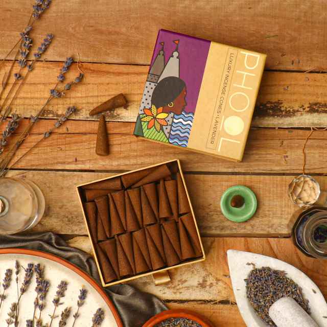 PHOOL NATURAL INCENSE CONES - LAVENDER