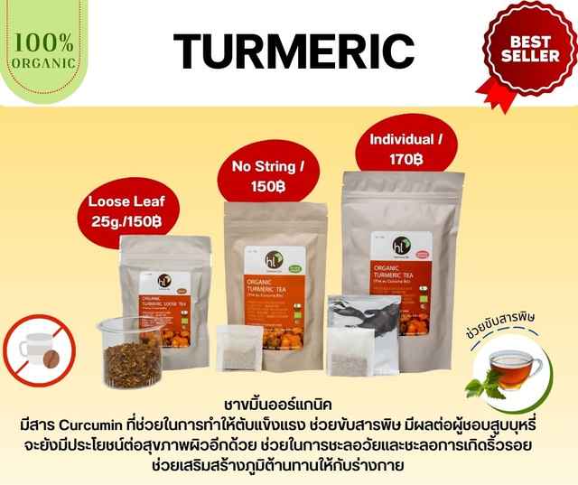ชาขมิ้นออร์แกนิค Organic Turmeric Tea No String 