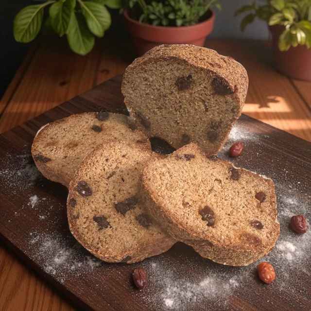 4AR ขนมปังวีแกนคีโตอัลมอนด์ผสมลูกเกด Vegan Keto Almond Bread with Raisins (Gluten-Free)