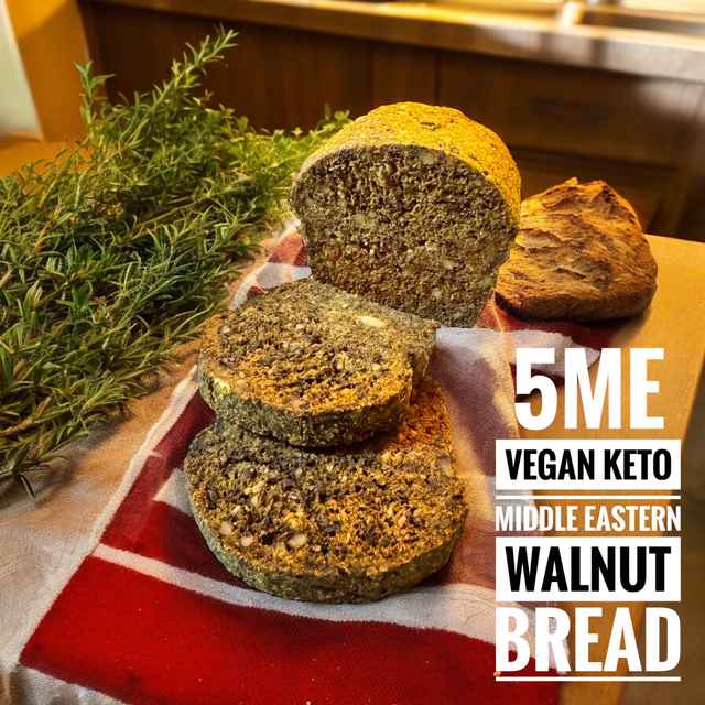 5ME ขนมปังวีแกนคีโตวอลนัทสไตล์ตะวันออกกลาง Vegan Keto Middle Eastern Style Walnut Bread