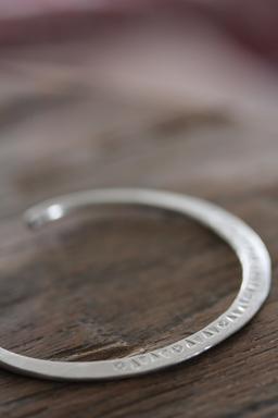 Thai Karen silver bangle cuff bracelet with pattern stamps (B0047)
