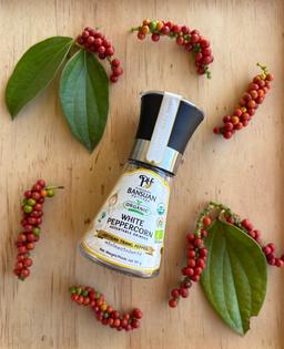Organic Trang White Peppercorn 50g Ceramic Grinder