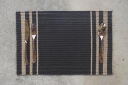 plastic free table mat black beige woven