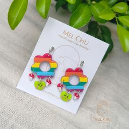 Rainbow Bloom Shroom Earrings
