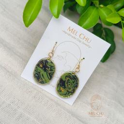 Emerald Swirl Marble Earrings