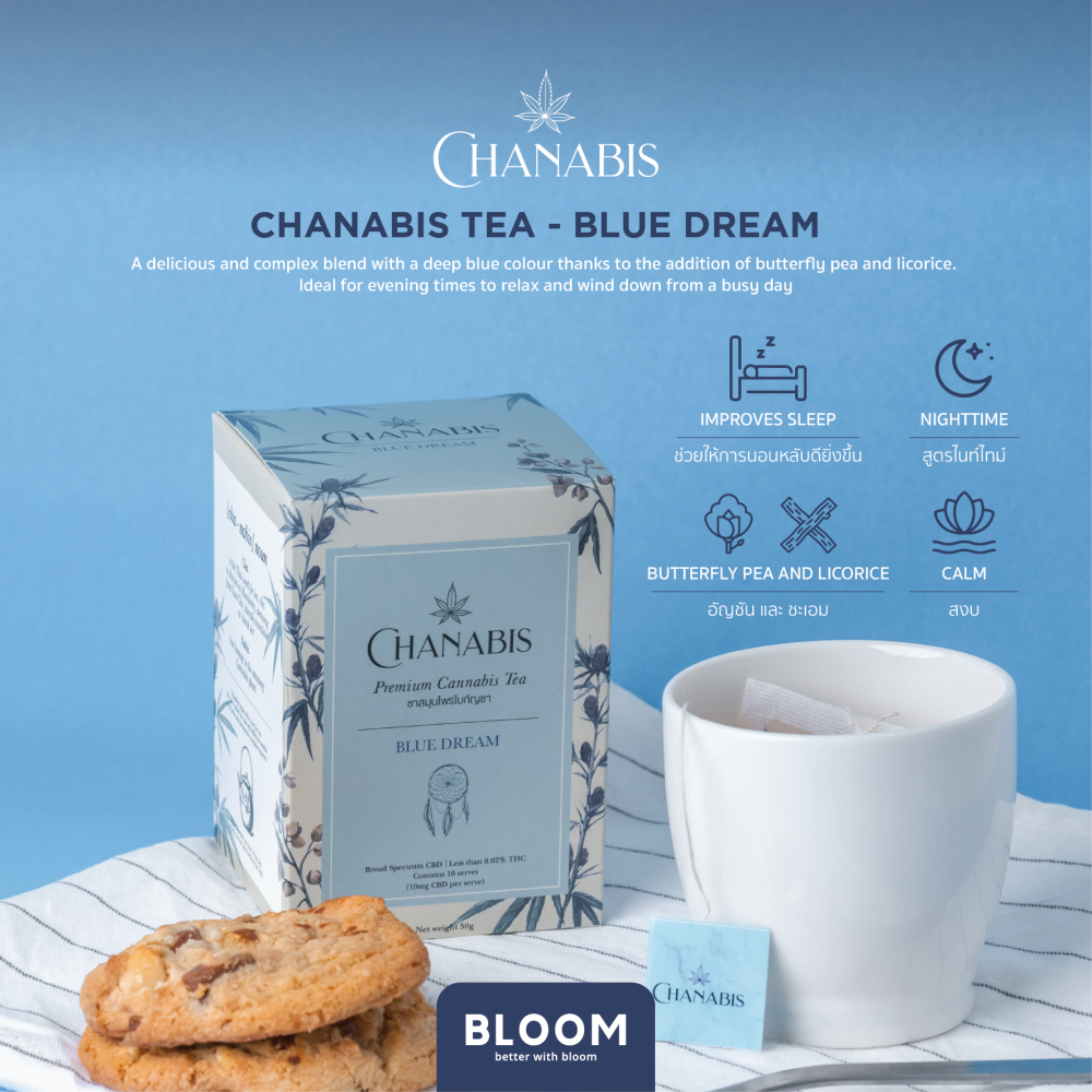Chanabis tea in Blue Dream with 2 cookies